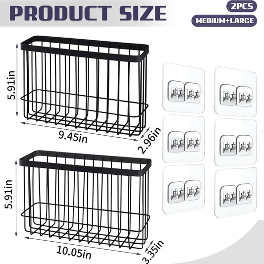 2Pack Cabinet Door Organizer, Self-Adhesive Lid Storage Box for Cabinet Storage, Wall-Mounted Storage Basket Rack, Suitable for Kitchen, Refrigerator,Bathrooms, Pantry, Office，Makeup Container,rv must