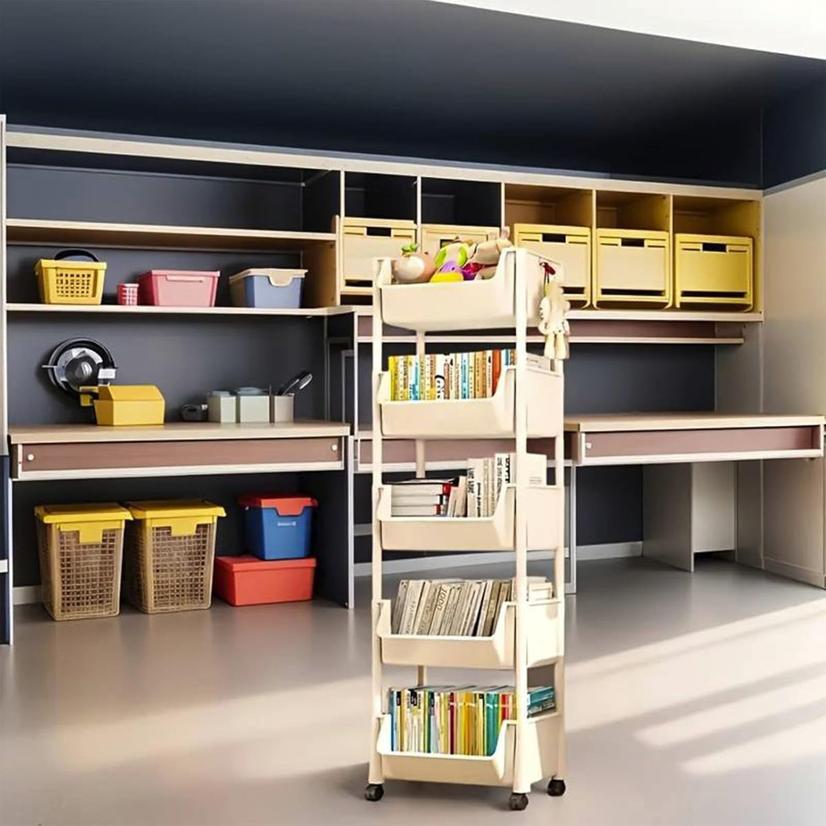 5-Tier Rolling Storage Rack with Wheels Shelves Shelf Storage