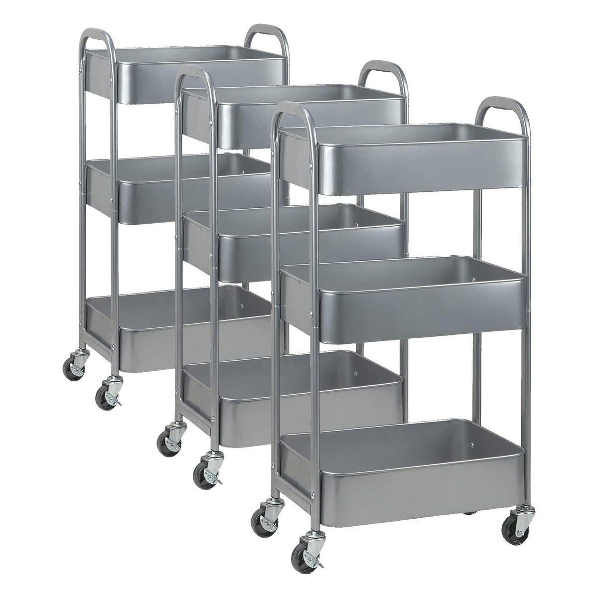 3-Tier Rolling Utility Cart with Caster Wheels Easy Assembly, Black