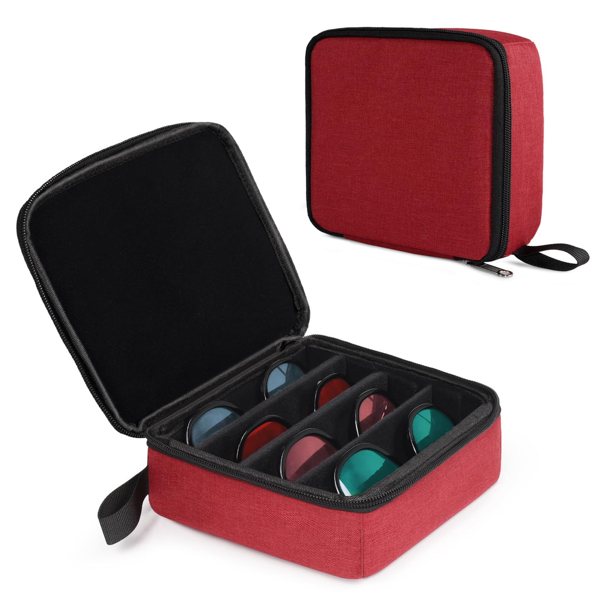 Bukere Travel Sunglasses Organizer Case, Adjustable Slot For Multiple Pairs, Portable Eyeglasses Storage Box for Men Women