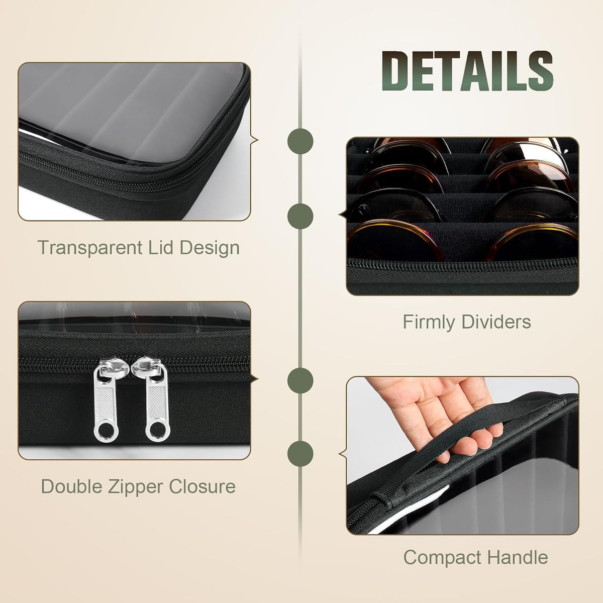 Sunglasses Organizer Case for Multiple Pairs