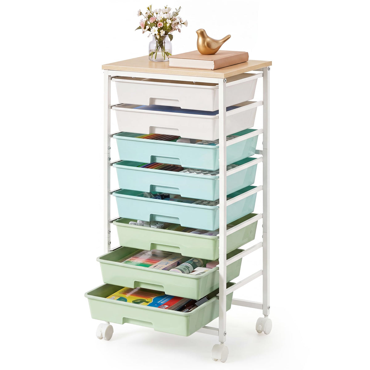 VASAGLE Rolling Cart with Drawers, Craft Organizers and Storage, Multicolor