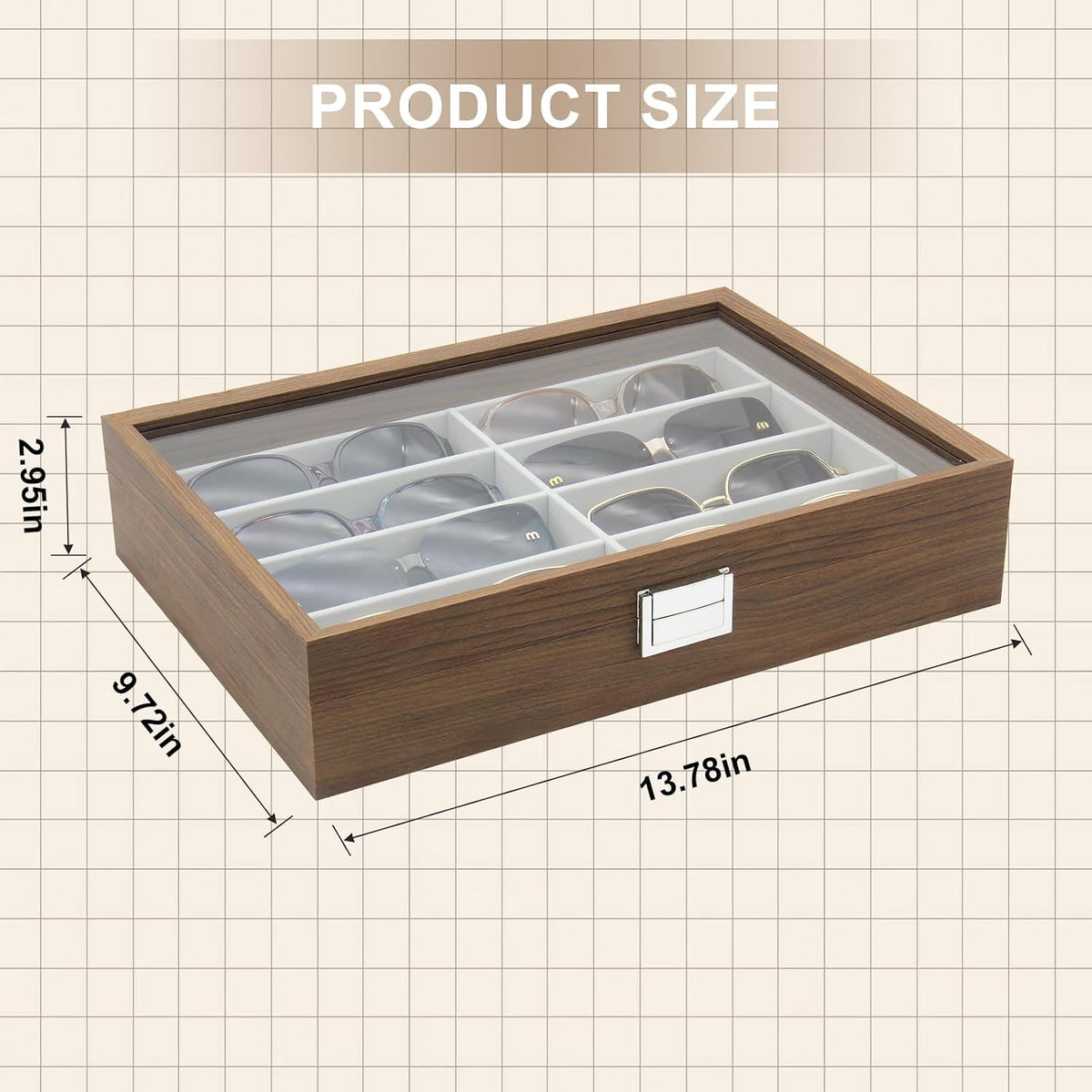 8 Slots Sunglass Organizer, PU Leather Eyewear Display Tray