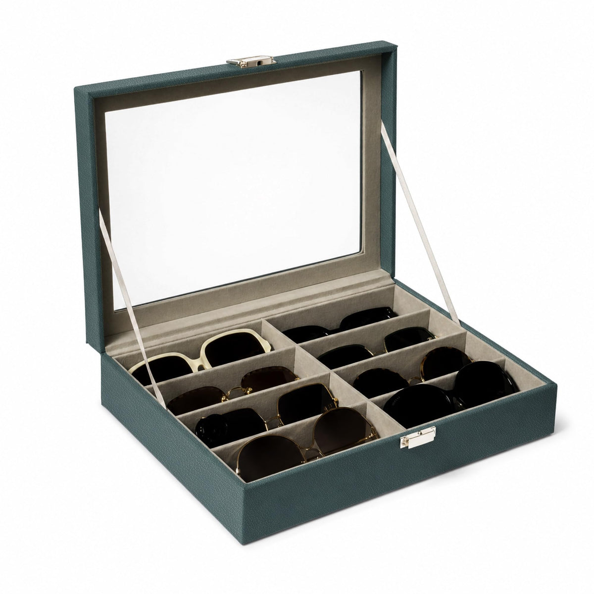 UnionPlus Vegan Leather Multi-Slots Sunglasses Eyeglasses Organizer