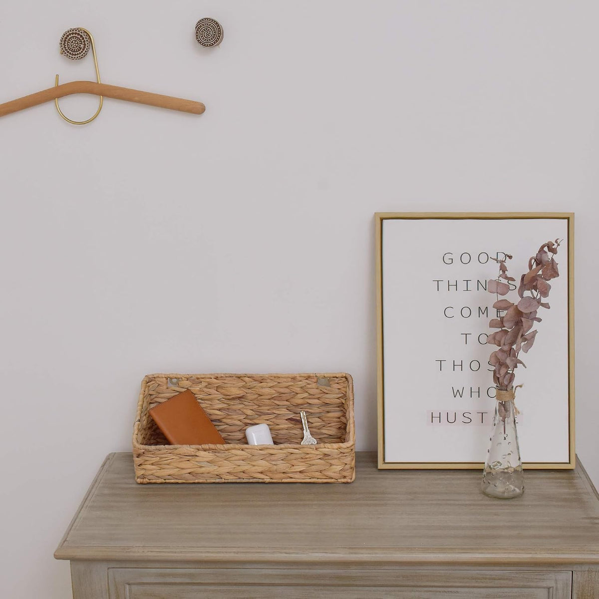 StorageWorks Woven Wall Baskets for Storage, Hanging Basket with Hooks