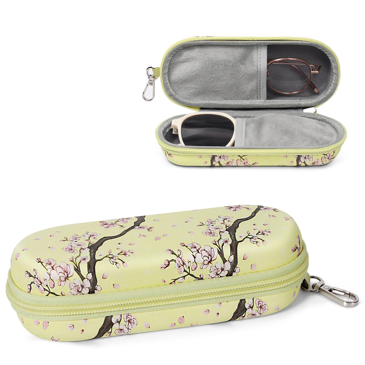 Double Eyeglasses Case, Dual Glasses Sunglasses Organizer with Zipper Closure, Eyewear Storage Box for Men Women Travel