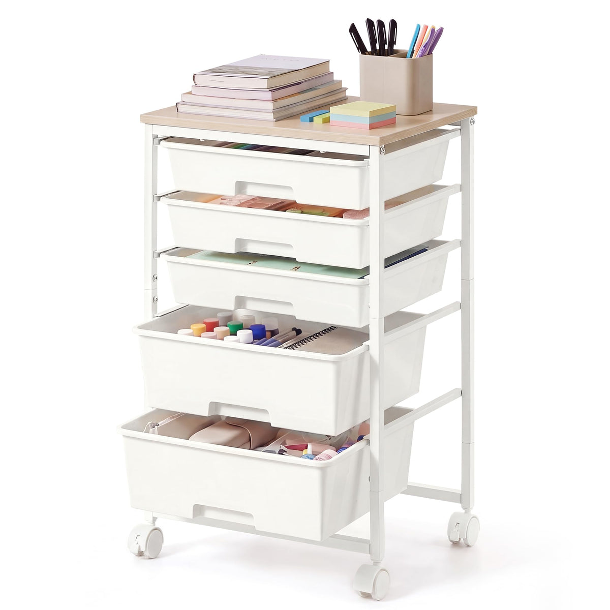 VASAGLE Rolling Cart with Drawers, Craft Organizers and Storage, Multicolor