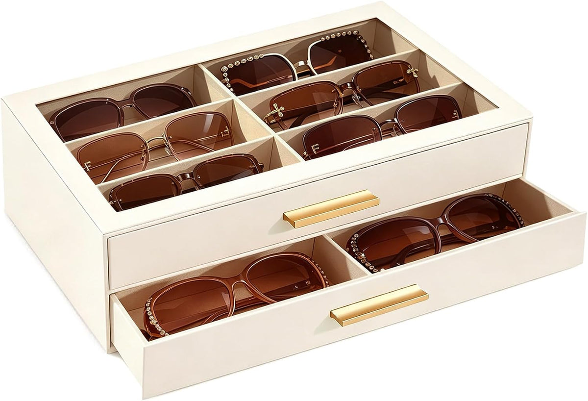 JOMADY Sunglasses Organizer Box for Women | Large Capacity Sunglass Storage Case, Multi Eyewear Glasses Display Holder