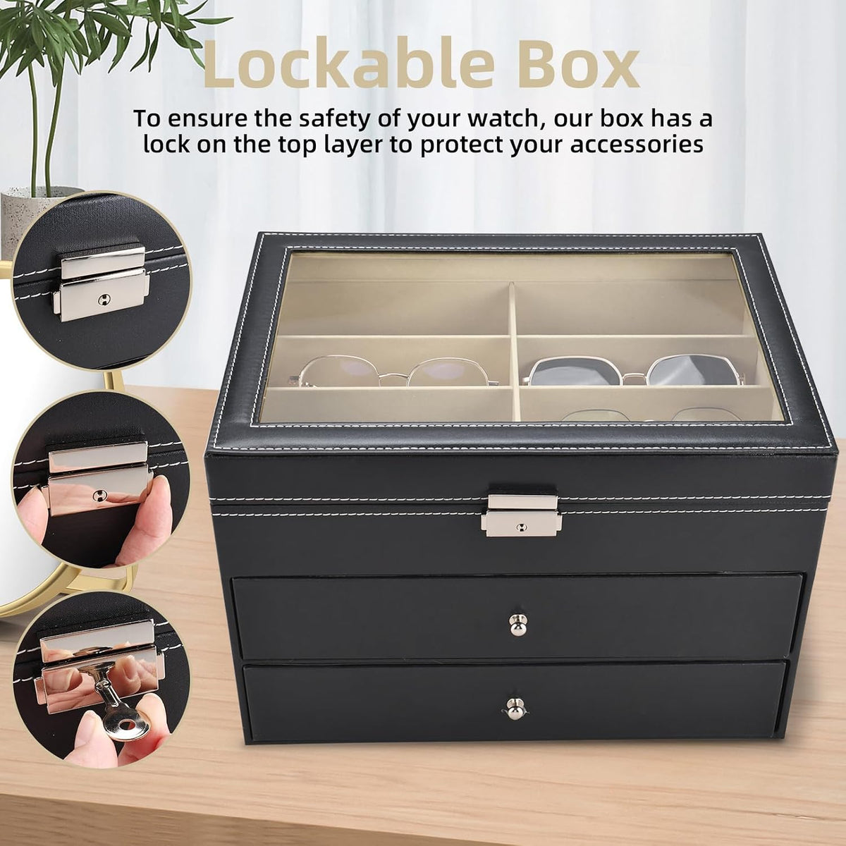 NovelBee 3-Layer Sunglasses Storage Organizer for Women Men,18 Slots Glasses Case Sunglass Eyeglasses Collector Display Box