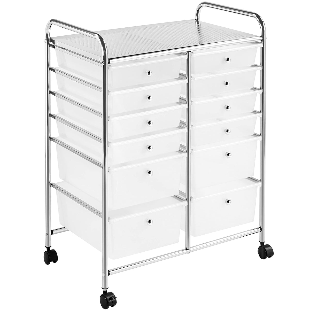 Yaheetech 12-Drawer Rolling Storage Cart on Wheels, Craft Organizer, Black