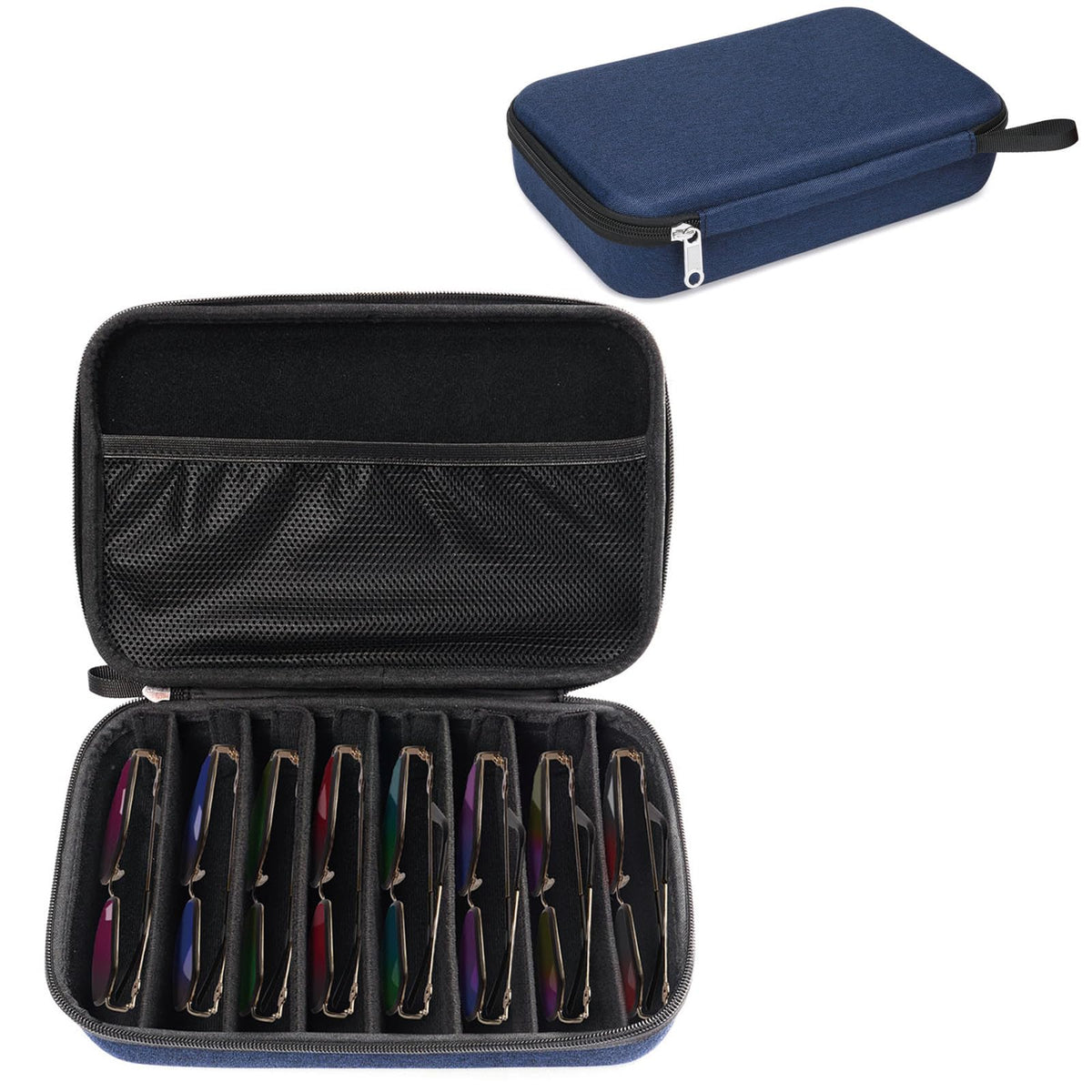 Bukere Travel Sunglasses Organizer Case Adjustable Slot For Multiple Eyeglasses Hard-shell Portable Storage Box for Men Women