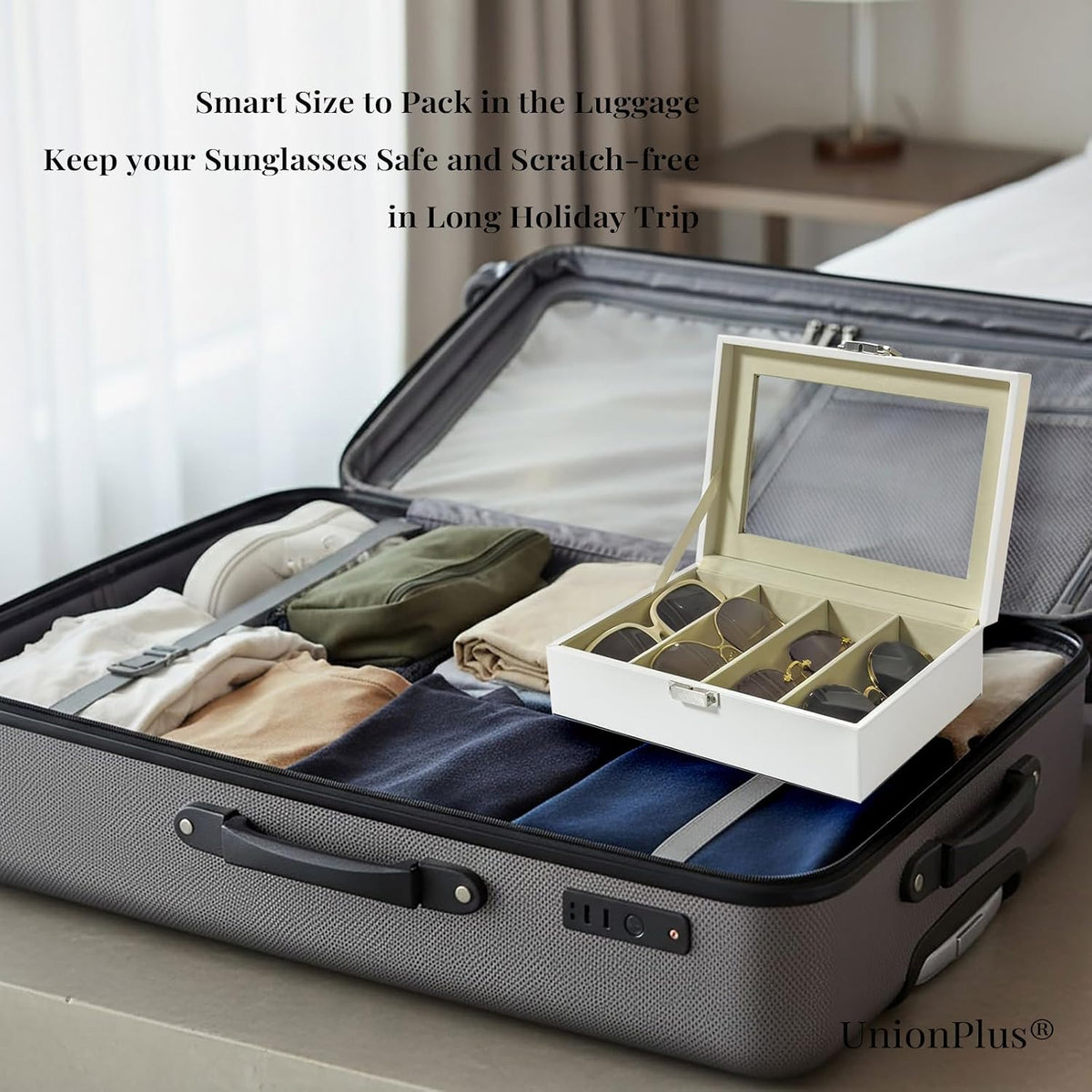 UnionPlus Vegan Leather Multi-Slots Sunglasses Eyeglasses Organizer