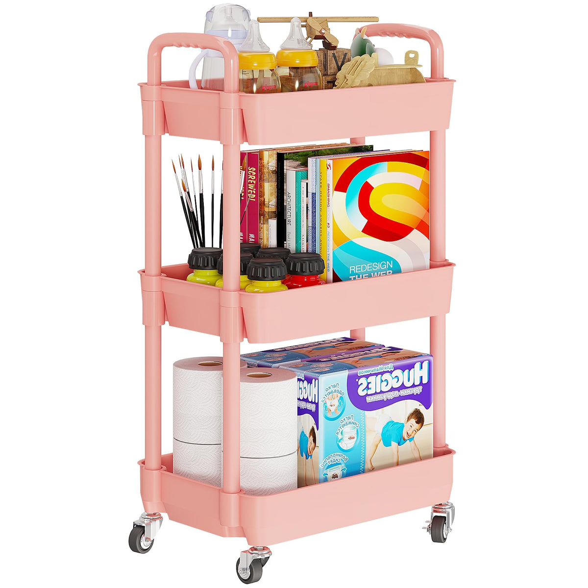 5 Tier Rolling Cart with Wheels,Utility Storage Carts,Black