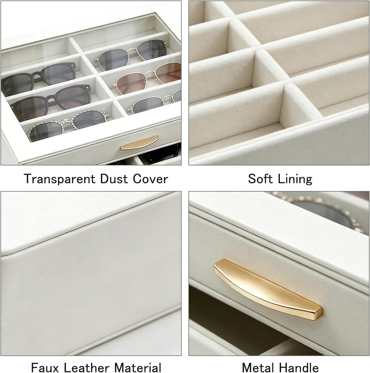 Sunglasses Organizer Box 16-Slot Large Capacity Eyewear Storage Case for Men and Women Transparent Top Display Box