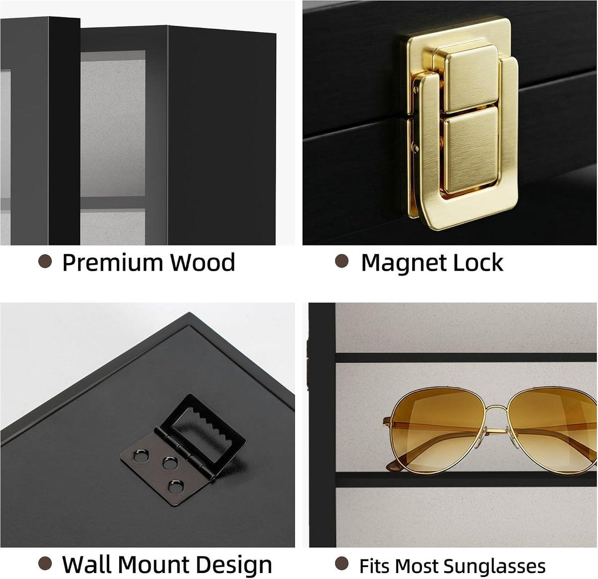 TJ.MOREE Sunglass Organizer Wall Mounted Glasses Holder Display Case 6 Tier