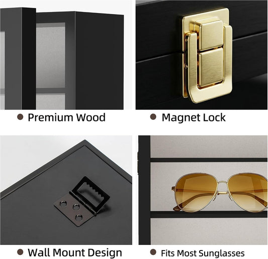 TJ.MOREE Sunglass Organizer Wall Mounted Glasses Holder Display Case 6 Tier