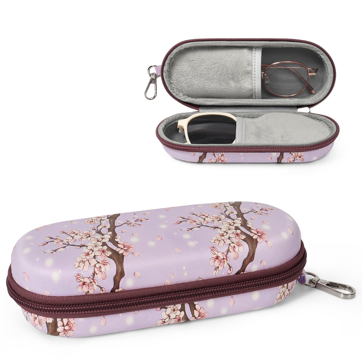 Double Eyeglasses Case, Dual Glasses Sunglasses Organizer with Zipper Closure, Eyewear Storage Box for Men Women Travel