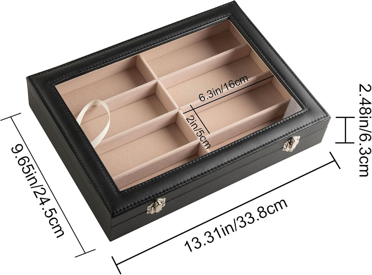 Frebeauty 8-Slot Sunglass Organizer,Sunglass Holder with Clear Lid