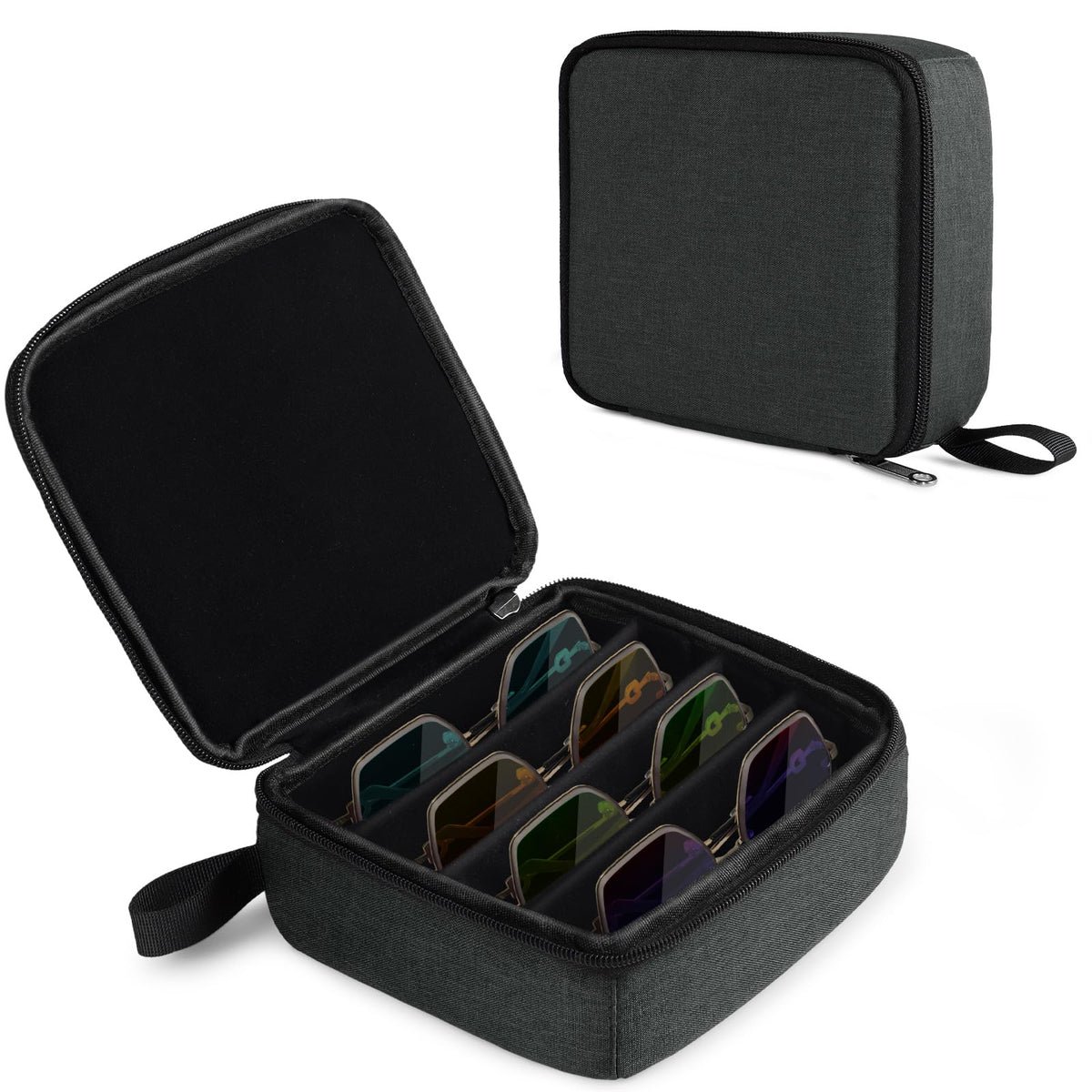 Bukere Travel Sunglasses Organizer Case, Adjustable Slot For Multiple Pairs, Portable Eyeglasses Storage Box for Men Women