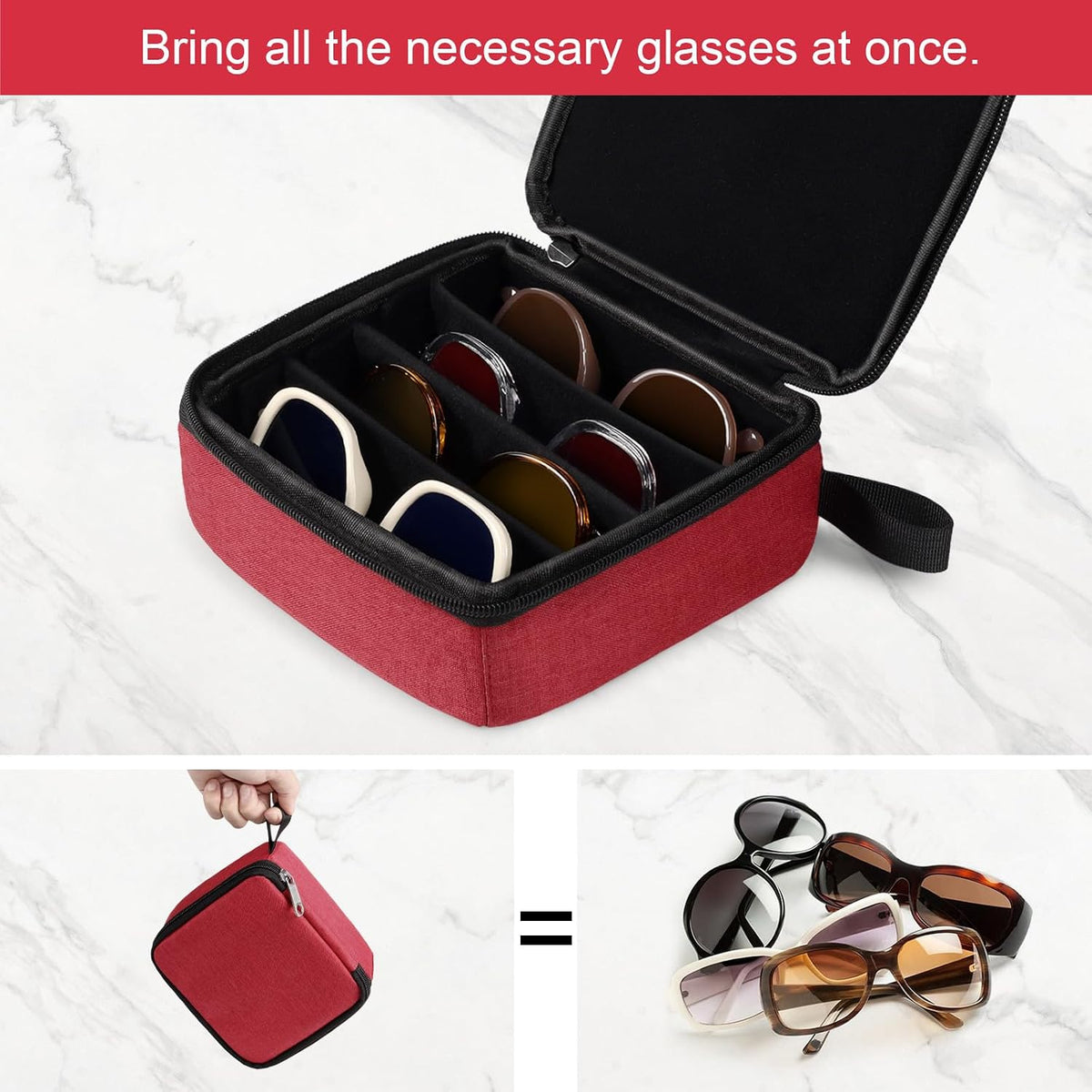 Bukere Travel Sunglasses Organizer Case, Adjustable Slot For Multiple Pairs, Portable Eyeglasses Storage Box for Men Women