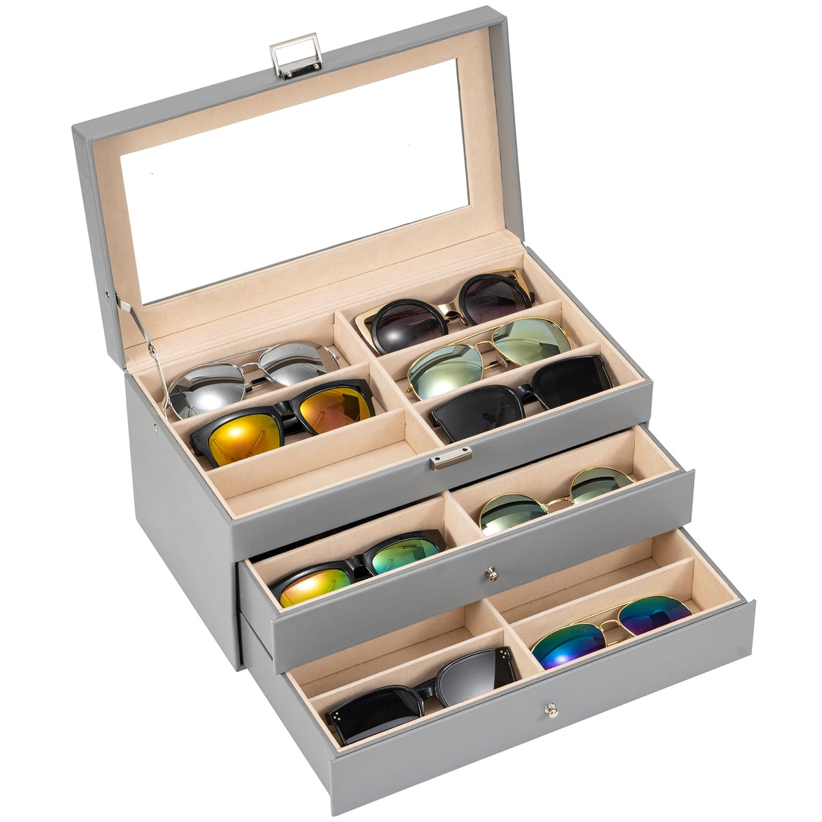 ProCase 3-Layer Sunglasses Storage Organizer -Black