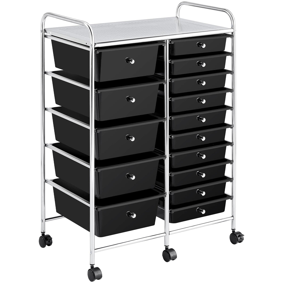 Yaheetech 12-Drawer Rolling Storage Cart on Wheels, Craft Organizer, Black