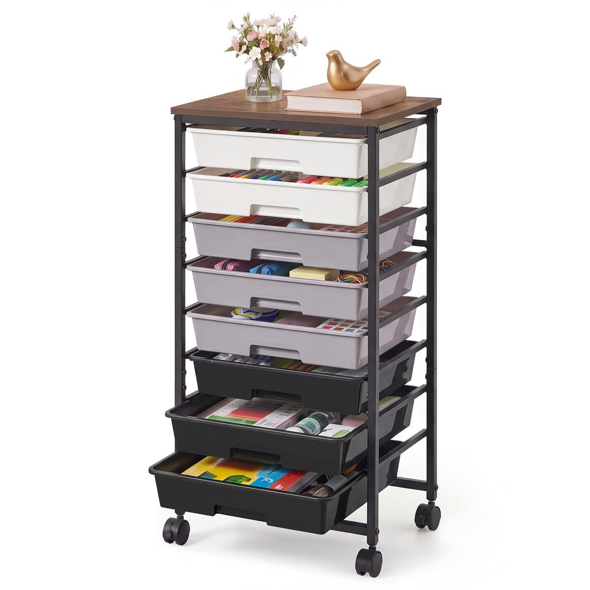 VASAGLE Rolling Cart with Drawers, Craft Organizers and Storage, Multicolor