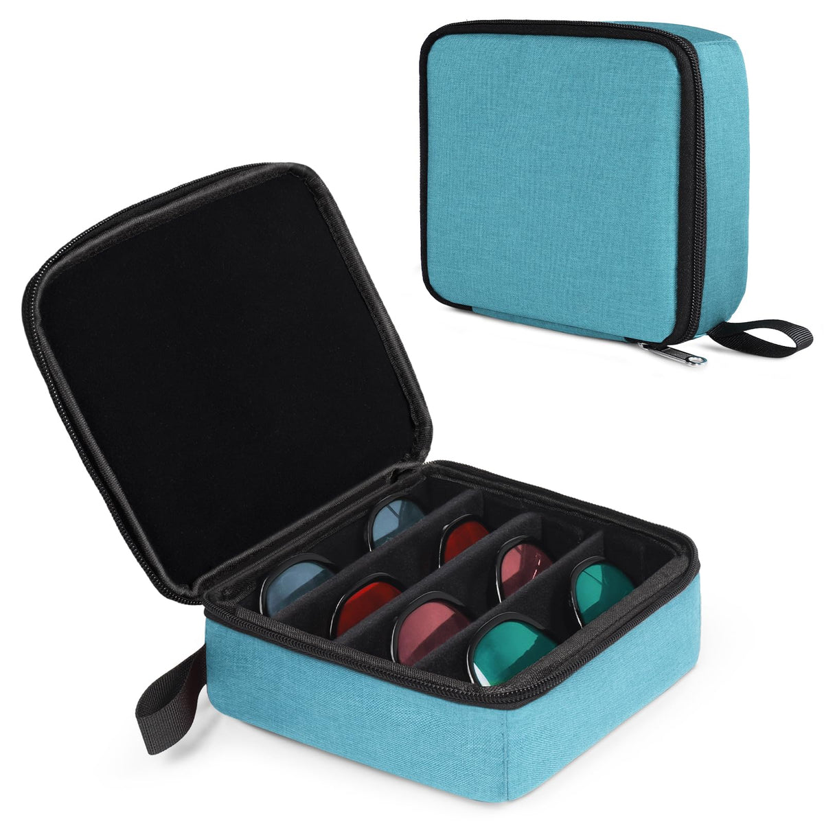 Bukere Travel Sunglasses Organizer Case, Adjustable Slot For Multiple Pairs, Portable Eyeglasses Storage Box for Men Women
