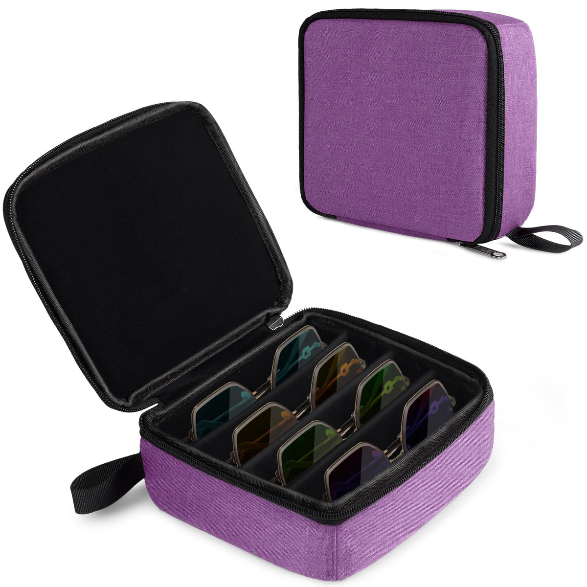 Bukere Travel Sunglasses Organizer Case, Adjustable Slot For Multiple Pairs, Portable Eyeglasses Storage Box for Men Women