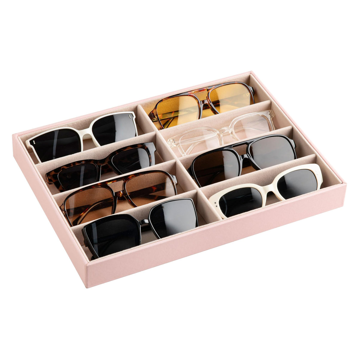 Frebeauty 8-Slot Sunglass Organizer,Sunglass Holder with Clear Lid