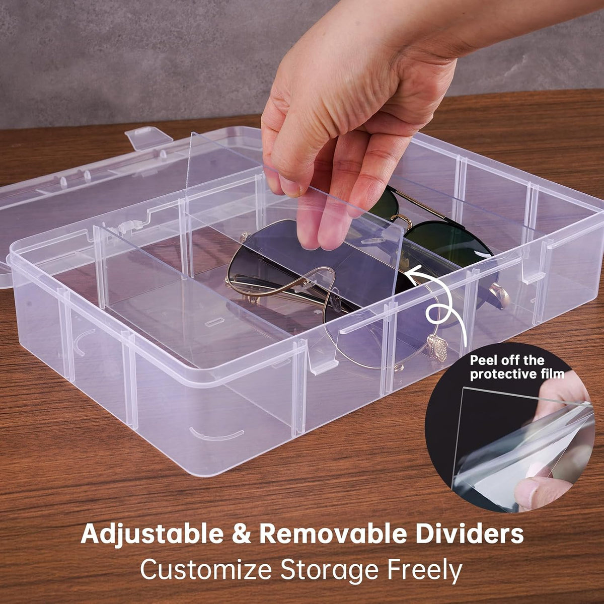 NiHome Sunglasses Organizer Box, Stackable 3-Tier Eyeglass Case, 15 Pairs