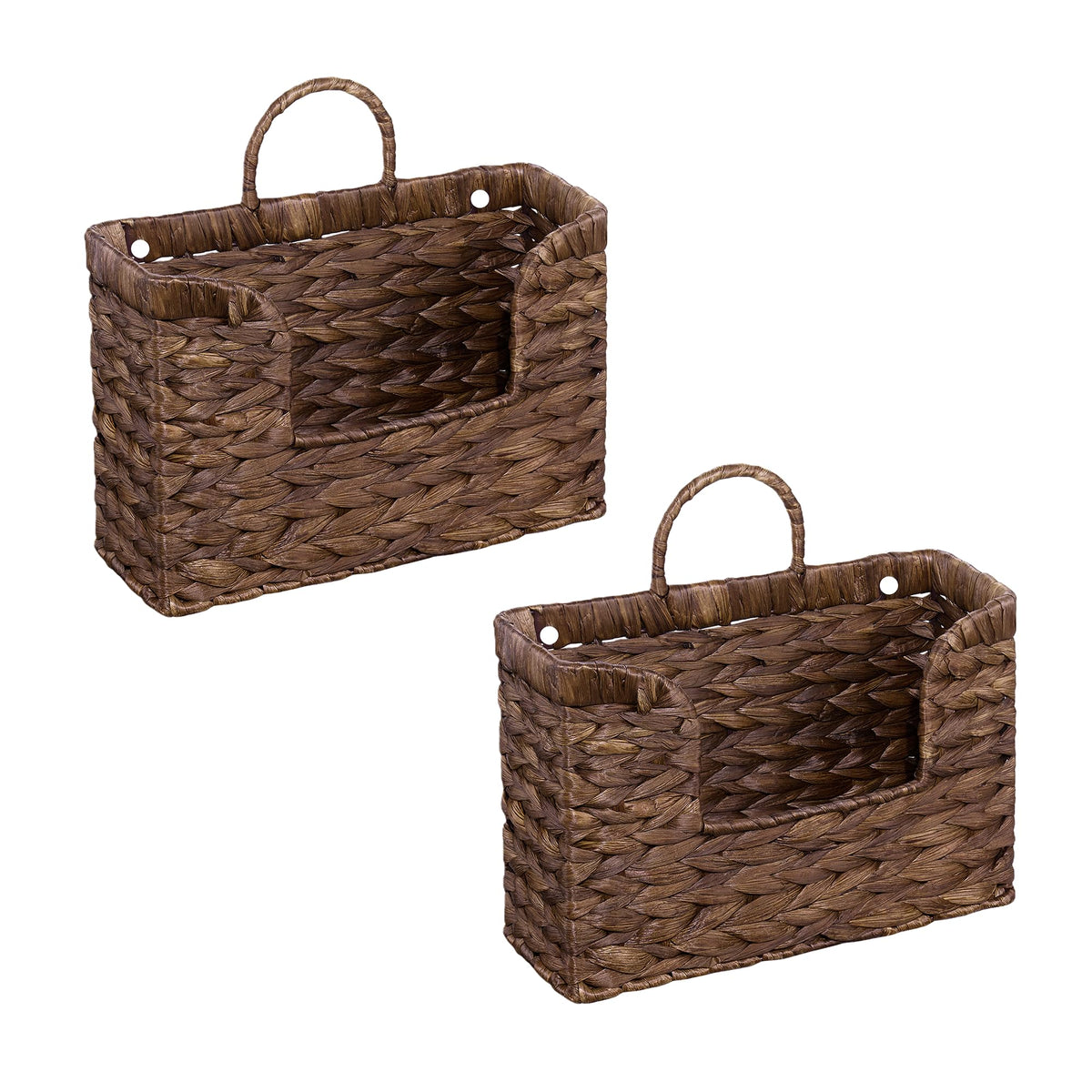 Magazine Holder Wall Basket Water Hyacinth Woven Mail Organizer, Wicker Wall Hanging Baskets for Magazines, Letters & Storage Decorative Mail Holder, Magazine Rack, Hanging Basket 11.8x4.3x7.9 Inch