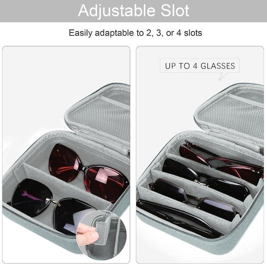 Bukere Travel Sunglasses Organizer Case Adjustable Slot For Multiple Eyeglasses Hard-shell Portable Storage Box for Men Women