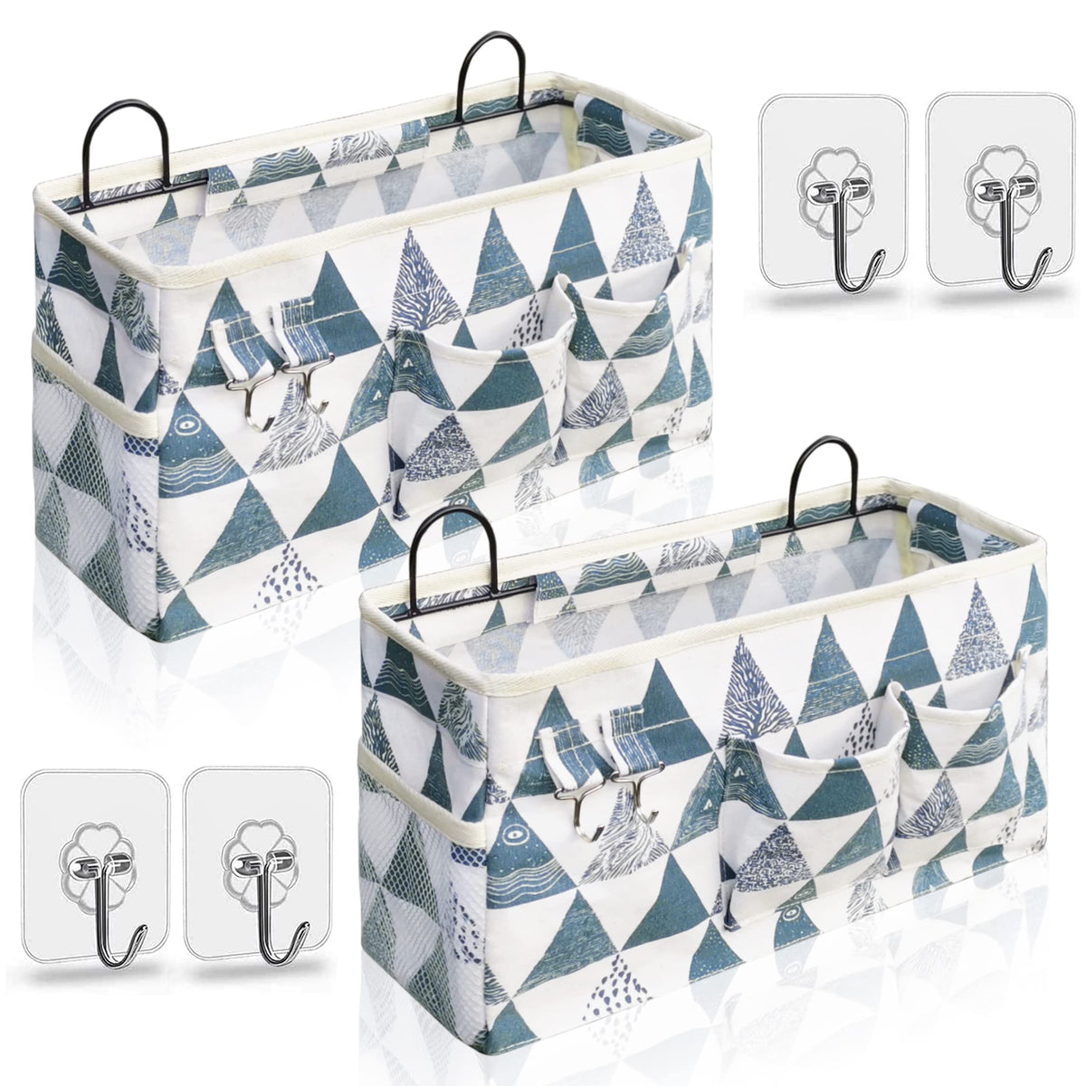 Kanrichu 2pcs Hanging Baskets for Organizing,Fabric Wall storage Basket,Wall Organizer for Closet,Kitchen, Bedroom, Office, RV Camper,Locker (Gray)