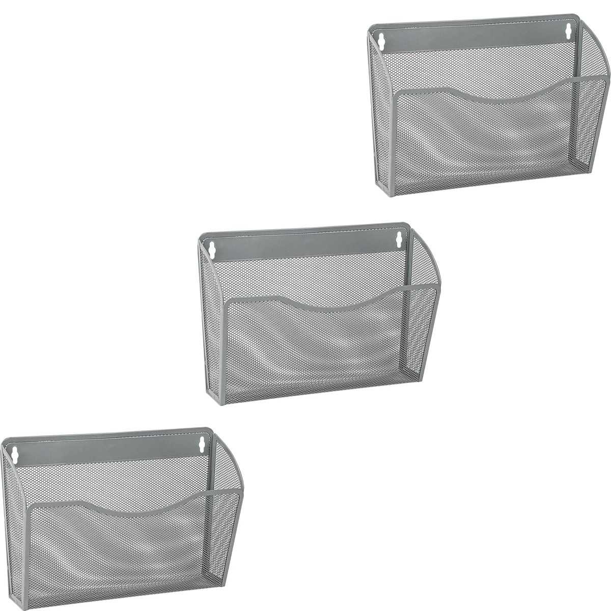 EASEPRES 3 Single Pocket Mesh Hanging File Organizer, Vertical Wall Mounted Magazine File Holder, Mount Basket Mail Paper Document Folder Organizing for Office, Home and School, Black
