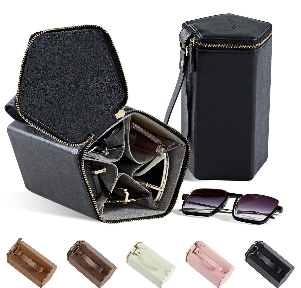 Sunglasses Travel Case Organizer Hangable for Men Women, Eyeglasses Foldable Storage Organizer