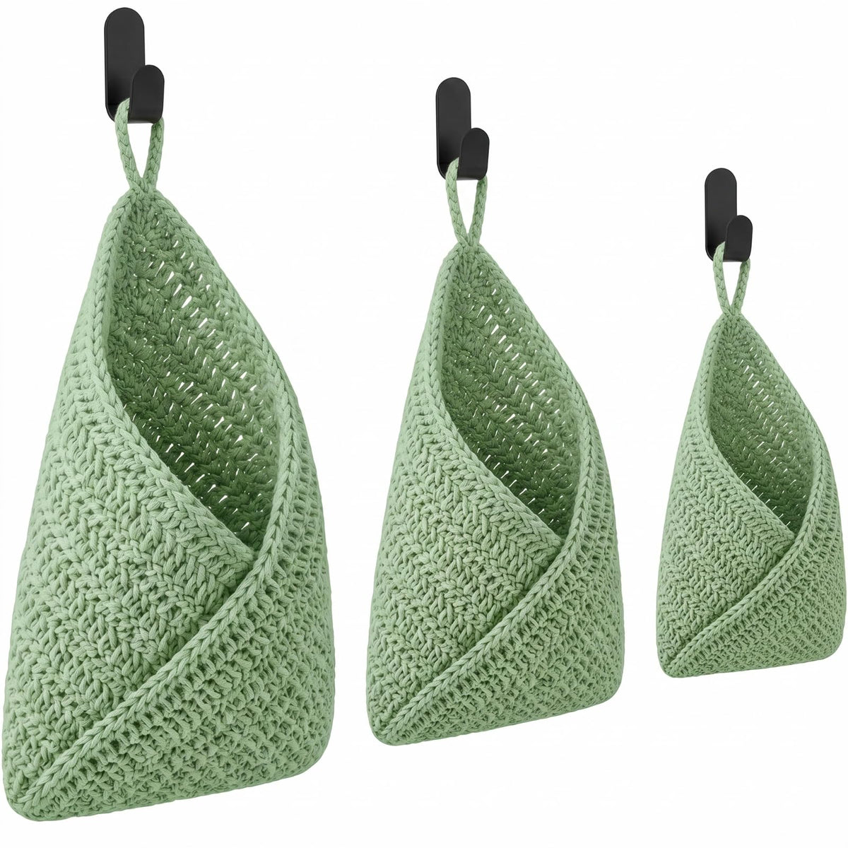 Honeydak 3 Hanging Baskets, Light Brown, Wide Bucket Basket