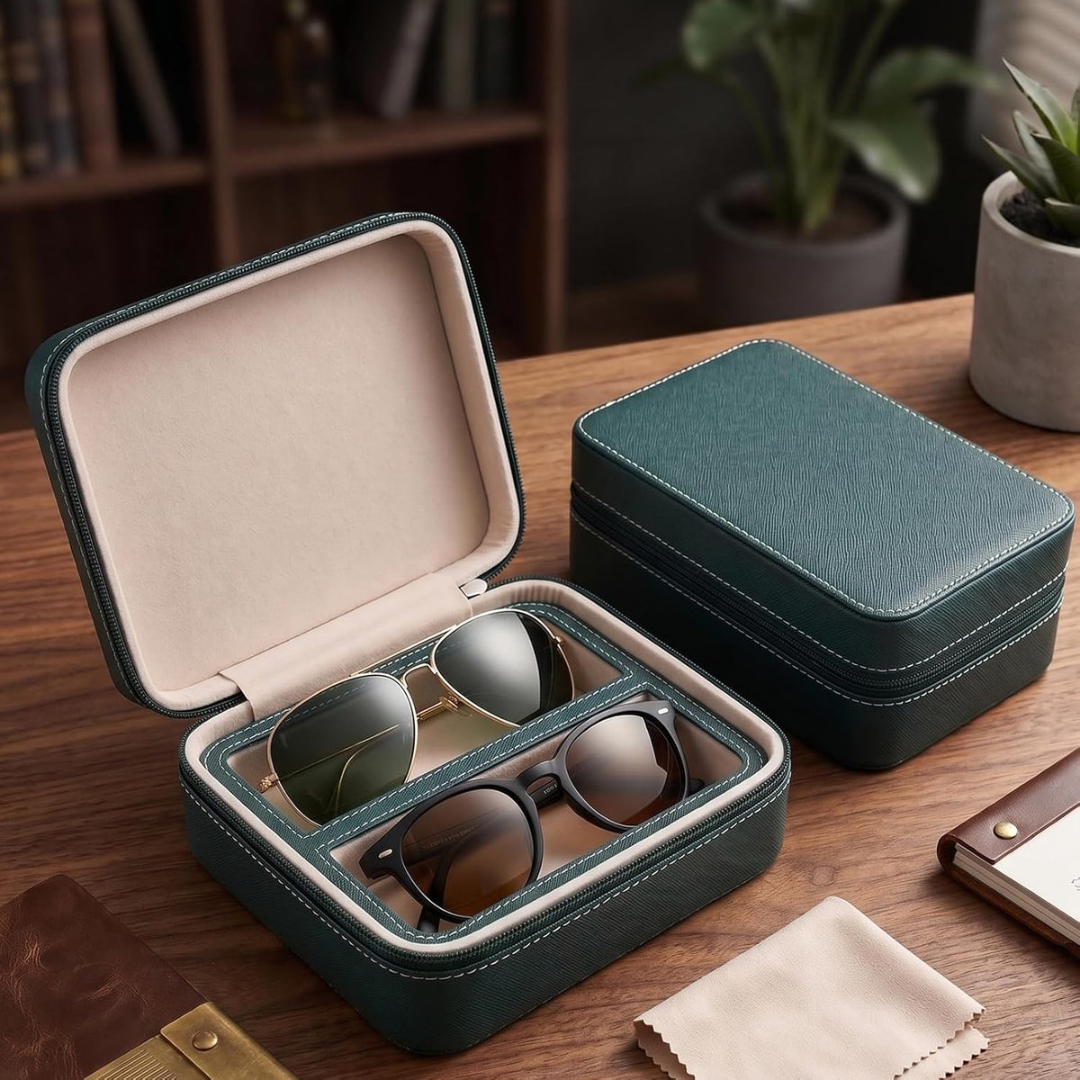 ROSELLE Eyewear Travel Case for women men, 2/3-Slot Eyeglasses Storage Box