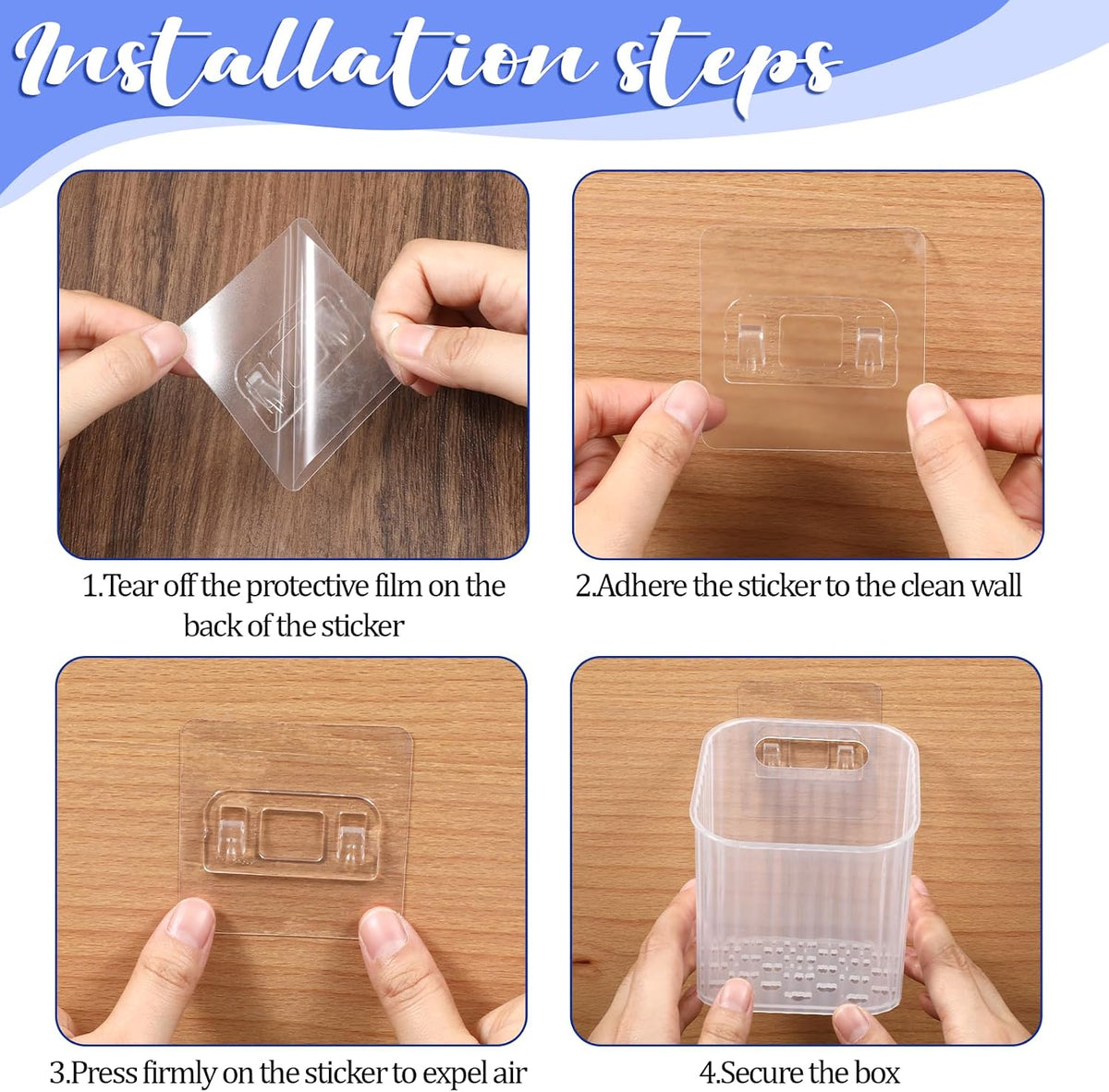 Clear Wall Basket, Wall Mounted Storage Bins, 8 Pcs