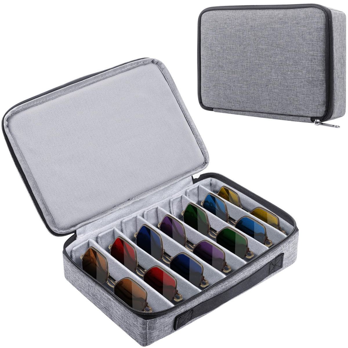 Bukere Travel Sunglasses Organizer Case, Adjustable Slot For Multiple Pairs, Portable Eyeglasses Storage Box for Men Women