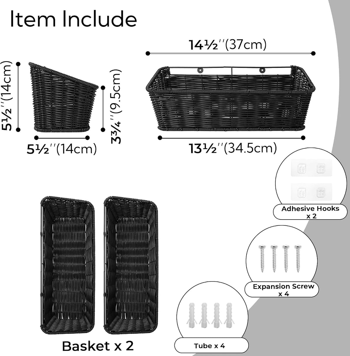 GRANNY SAYS Hanging Wall Basket, Wall Mount Basket for Kitchen, 2 Pack