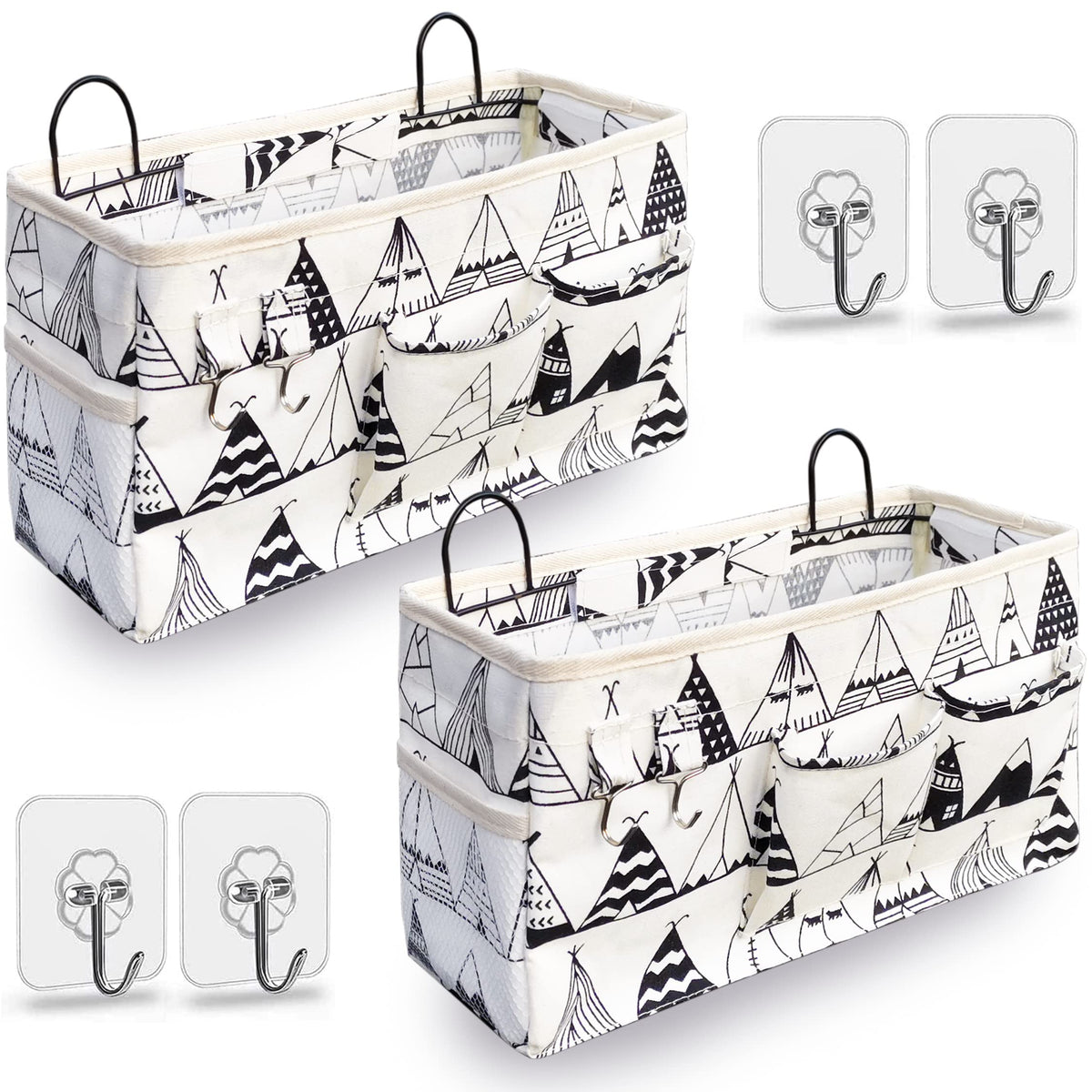 Kanrichu 2pcs Hanging Baskets for Organizing,Fabric Wall storage Basket,Wall Organizer for Closet,Kitchen, Bedroom, Office, RV Camper,Locker (Gray)