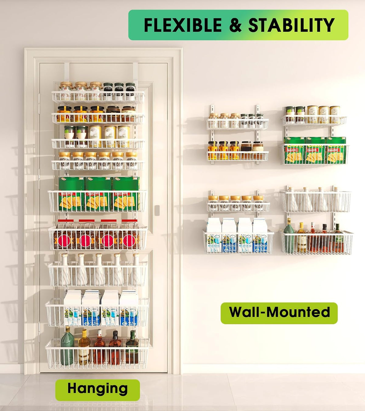 Mefirt White 9-Tier Over The Door Pantry Organizer, Pantry Organization