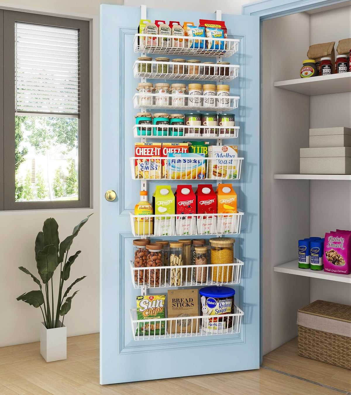 Mefirt White 9-Tier Over The Door Pantry Organizer, Pantry Organization