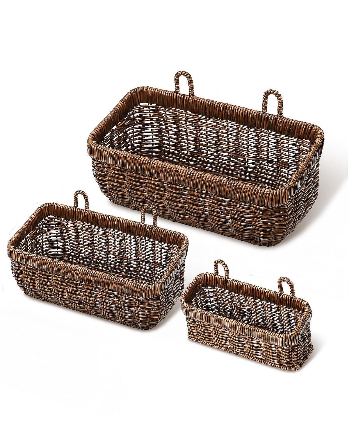 AceList Wall Hanging Basket, Boho Style Hand-Woven Hanging Storage Baskets - Set of 2, Ideal for Boho Room Decor, Kitchen, Garden, and Living Room(Brown)