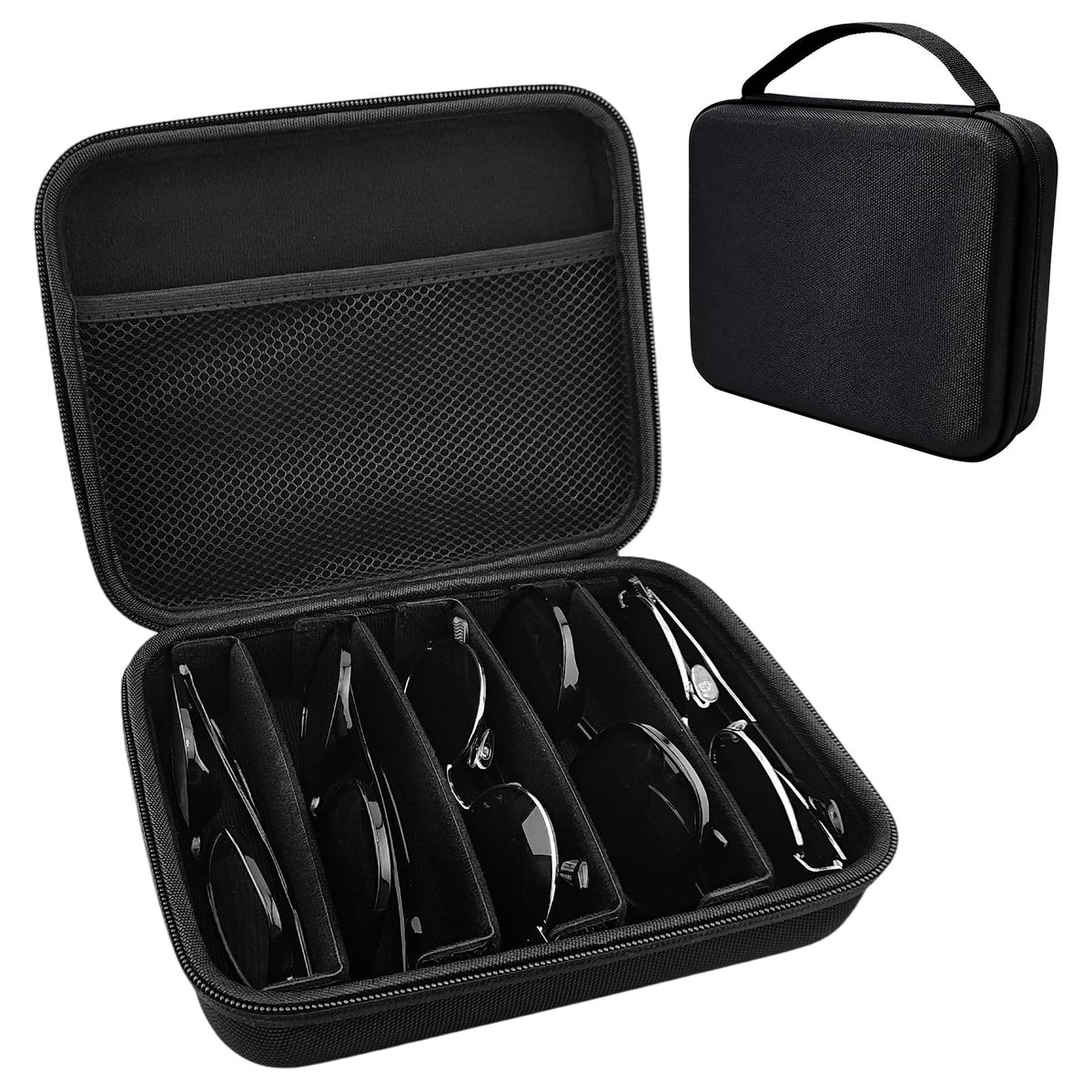 Travel Sunglasses Organizer Case, Adjustable Slot for Multiple Eyeglasses, Hard Shell Eyewear Box for Men Women