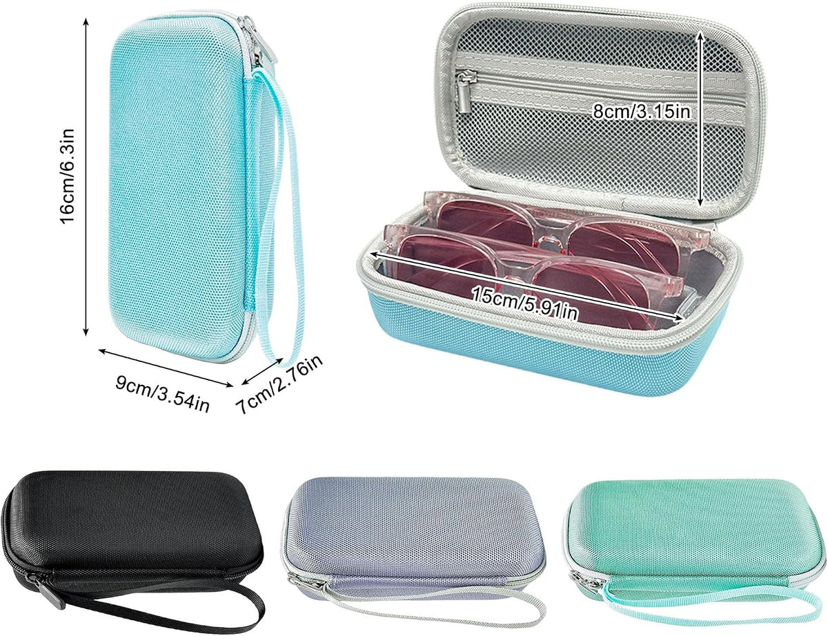 Double Glasses Case for Travel Hard Shell Eyeglasses Storage Box Sunglasses Organizer Compact Eyewear Holder