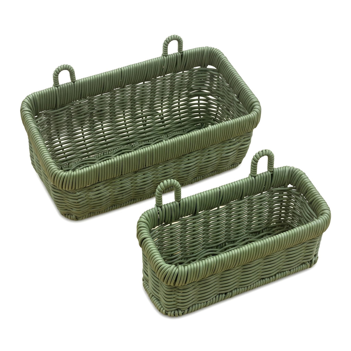 Wicker Wall Baskets Set of 2, Decorative Hanging Organizer for Kitchen, Living Room, Garage, Bathroom, Door Storage and Organizing