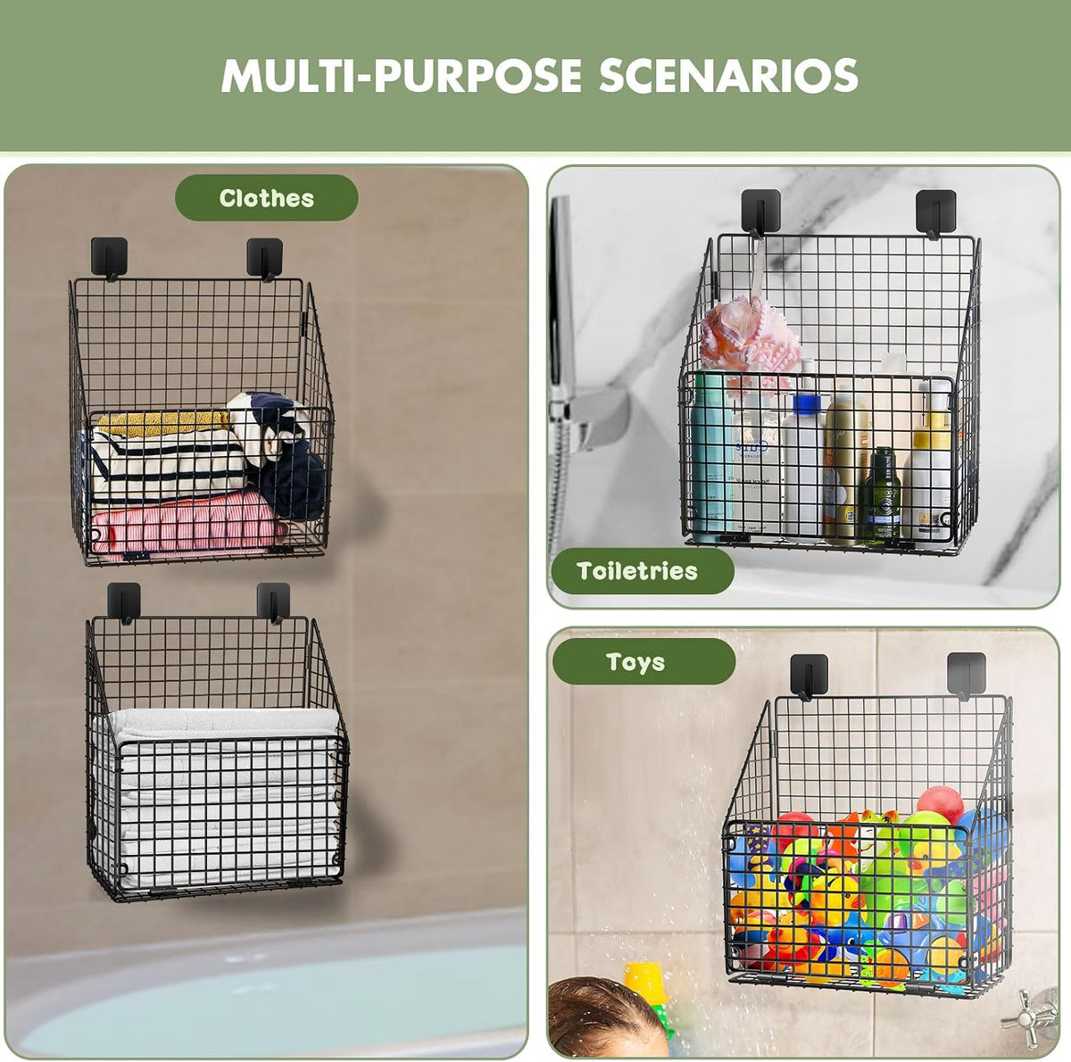 Greentainer Bath Toy Storage Organizer, Large Bathtub Toy Holder, Black