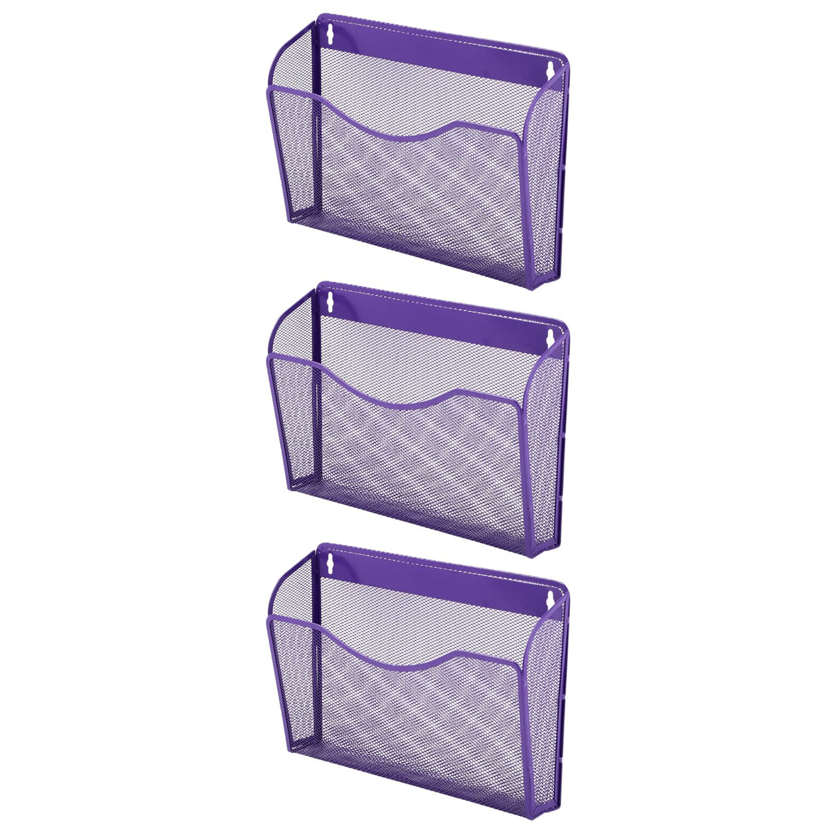 EASEPRES 3 Single Pocket Mesh Hanging File Organizer, Vertical Wall Mounted Magazine File Holder, Mount Basket Mail Paper Document Folder Organizing for Office, Home and School, Black